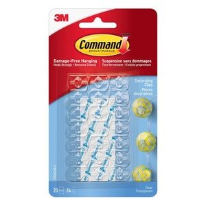 Command 3M Self-Adhesive‎ Damage Free Hanging Clear Decorating Clips 6 packs
